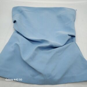 ZARA Light Blue Strapless Peplum Top Size Small